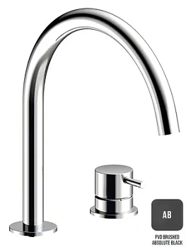 Смеситель для раковины Almar однозахватный, на 2 отверстия, высота 261мм, без д/к, цвет черный брашированный E214005.AB