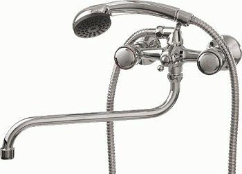 Смеситель Ledeme Н17 настенный, для ванны и душа, двухзахватный, с душевой лейкой, хром L2217
