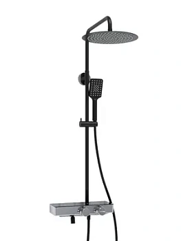 Душевая система WasserKRAFT A114.160.130.CB Thermo термостат, верхний/ручной душ, черный мат./хром