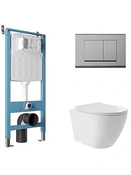 Инсталляция Aqueduto TECNICA NOVO + унитаз с сиденьем + клавиша смыва QUADRADO AQDS130Т