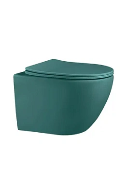 Унитаз подвесной ABBER Bequem 490х355х360мм безободковый, с сиденьем, темно-зеленый мат. AC1101MBG