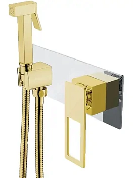 Смеситель Boheme 147-GCR.2 встраиваемый, с гигиеническим душем, однозахватный, золото+хром