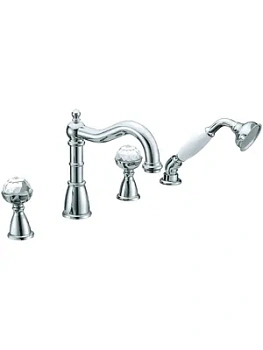 Смеситель Boheme Brilliante 393 на борт ванны, с душевым гарнитуром, двухзахватный, хром