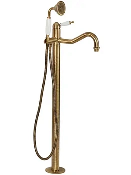 Смеситель для ванны/душа Migliore напольный h91 см, ручка белая, бронза ML.OXF-6360.BI.BR