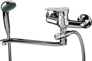 Смеситель Ledeme Н14 настенный, для ванны и душа, однозахватный, с душевой лейкой, хром L2114