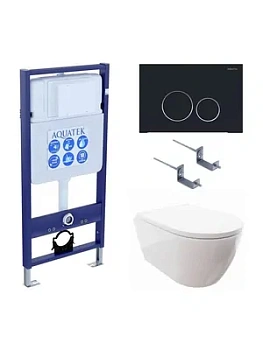 Комплект Инсталляция+Унитаз с сиденьем микролифт+Кнопка Aquatek SET AQUATEK ПОЛАРИС-01-020 4в1