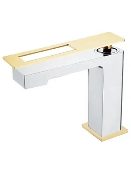 Смеситель Boheme 141-CRG для раковины, на 1 отверстие, однозахватный, хром+золото