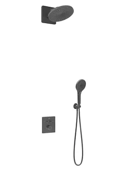 Душевая система Vincea термостатическая,верхний и ручной душ,вороненая сталь VSFW-3I21MT5GM