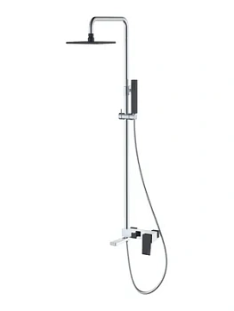 Душевой комплект Boheme 148-CRB.2 настенный, однозахватный, верхний/ручной душ, хром+черный