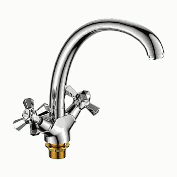 Смеситель Ledeme Н90 для кухни, с поворотным изливом, двухзахватный, хром L5990