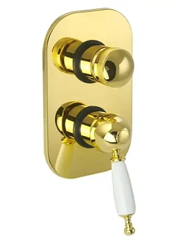 Смеситель для ванны/душа Migliore скрыт.монтажа, 4 поз, ручка белая, золото ML.OXF-6332.BI.DO
