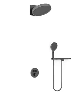 Душевая система Vincea термостат.,с полкой,верхний и ручной душ,ворон. сталь VSFW-3I22MT3RGM
