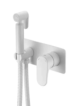 Смеситель Boheme 457-MW с гигиеническим душем, встраив, однозахв, с держателем, белый мат