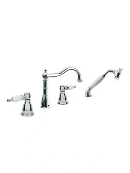 Смеситель Boheme Chromo 396 на борт ванны, с душевым гарнитуром, двухзахватный, хром