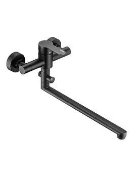 Смеситель для ванны/душа Swedbe L11307B с изливом 322мм Z формы и дивертером, цвет: черный