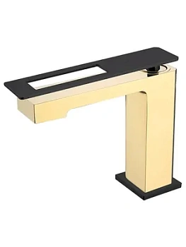 Смеситель Boheme 141-GB для раковины, на 1 отверстие, однозахватный, золото+черный