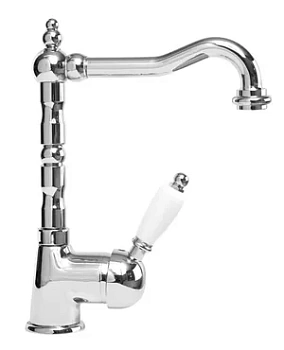 Смеситель CEZARES LSM2-01-Bi для умывальника, однорычажный, донный клапан, хром/ручка белая