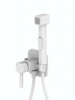 Смеситель IDDIS 004WTS0i08 встраиваемый, однозахватный с гигиеническим душем, белый матовый