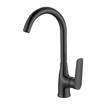 Смеситель для кухни ESKO Black LG519B однозахватный, высокий поворотный R-излив, цвет: черный