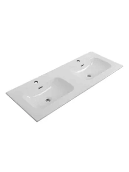 Раковина керамическая Cezares (1210х460х155) с двумя чашами CZR-8073-120-2 белый