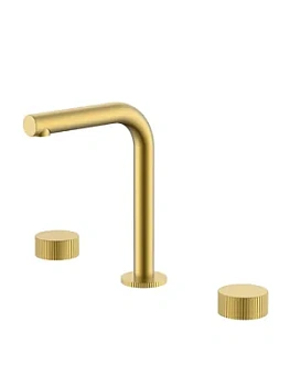 Смеситель Boheme 152-MG.3 для раковины, на 3 отверстия, двухзахватный, ручки linea, золото мат
