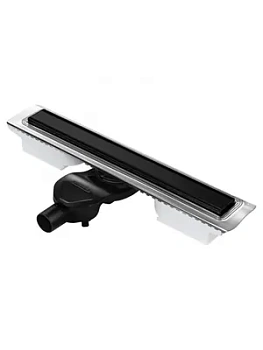 Душевой лоток BERGES 600, мат. черный, боковой выпуск S-сифон D50 H60, 095117