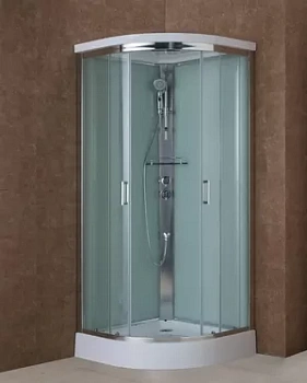 Душевая кабина BAND HOURS 90x90x216 прозр. стекло профиль хром низкий полукруглый поддон