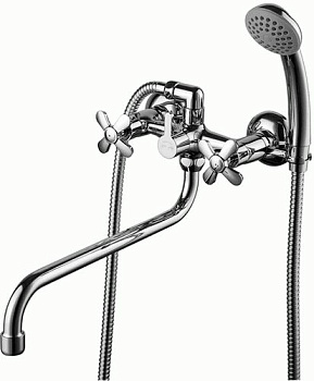 Смеситель для ванны/душа Lemark LM6541C двухзахват., круглый излив 300мм, душ.комплект, хром