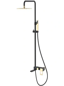 Душевой комплект Boheme 148-BG настенный, однозахватный, верхний/ручной душ, черный+золото