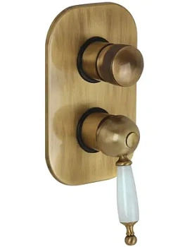 Смеситель для ванны/душа Migliore скрыт.монтажа, 4 поз, ручка белая, бронза ML.OXF-6332.BI.BR