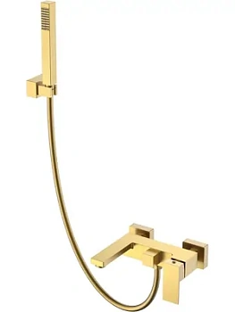 Смеситель Boheme 473-MG для ванны/душа, настенный, однозахватный, с ручным душем, золото мат