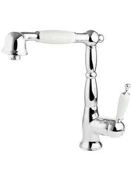 Смеситель для кухни Migliore Cucina выдвижная лейка, ручка белая/хром ML.CUC-6388.BI.CR