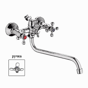Смеситель Ledeme Н12 настенный, для ванны и душа, с душевой лейкой, хром L2212