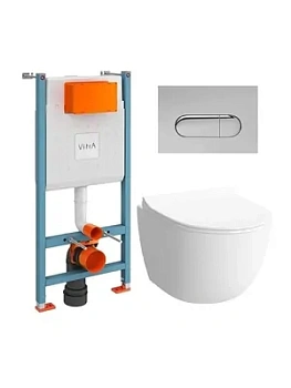 Комплект:Инсталляция Vitra+Унитаз Vitra +сиденье+клавиша смыва в цвете хром 9830B003-7212