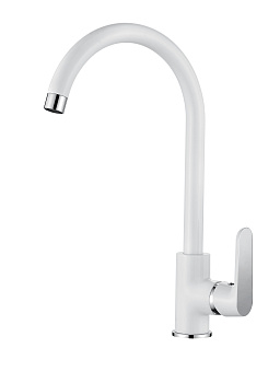 Смеситель Ledeme для кухни, однозахватный, поворотный излив, белый L4077W