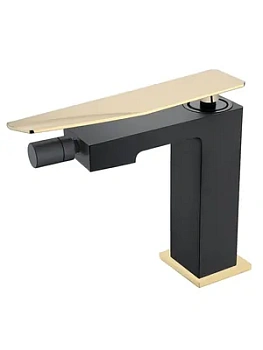 Смеситель Boheme 146-BG.2 для биде, на 1 отверстие, однозахватный, чёрный+золото