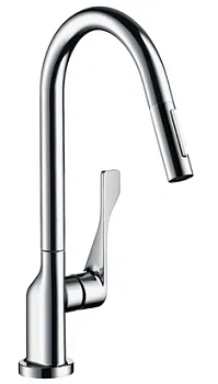 Смеситель Axor 39835000 для кухни однозахватный, вытяжной поворотный излив 220 мм, хром