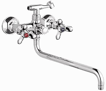 Смеситель Ledeme Н12 настенный, для ванны и душа, двухзахватный, с душевой лейкой, хром L2712