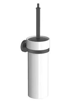 Ершик для унитаза Aquatek AQ4610MB подвесной, керамический стакан, цвет: черный матовый