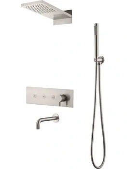 Душевая система Boheme 130-2-NB встраиваемая, верхний/ручной душ, с изливом, никель браш