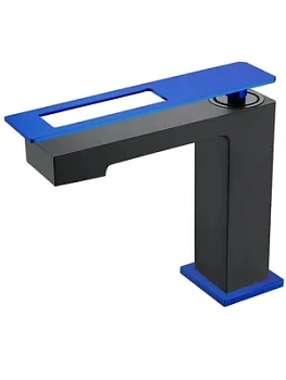 Смеситель Boheme 141-BUW для раковины, на 1 отверстие, однозахватный, черный+синий