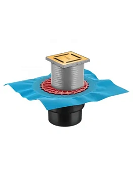 Трап душевой BERGES Norma 100х100, золото глянец, верт. выпуск слив D50/70/100, 092462