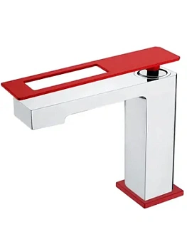 Смеситель Boheme 141-CRR для раковины, на 1 отверстие, однозахватный, хром+красный