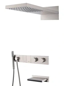 Душевая система Boheme 133-2-NB встраиваемая, термостат, излив, верхний/ручн душ, никель браш