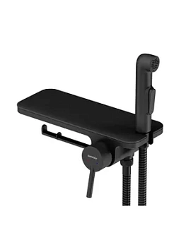 Смеситель DAMIXA /Jupiter, монт. в стену, с гиг. душем,с полкой чёрный 773500300/773500301