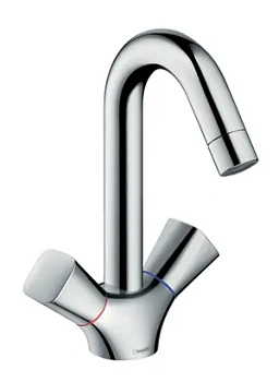 Смеситель Hansgrohe 71221 для умывальника двухзахватный, без дон.клапана, поворот. излив 145мм