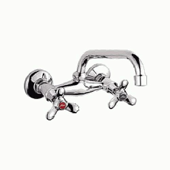 Смеситель Ledeme Н12 настенный, для кухни, поворотный излив, двухзахватный, хром L4712