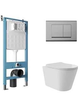 Инсталляция Aqueduto TECNICA NOVO + унитаз с сиденьем + клавиша смыва QUADRADO AQDS142Т