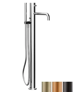 Смеситель для ванны Fantini напольный, с ручным душем, шланг 150см, Matt British Gold PVD