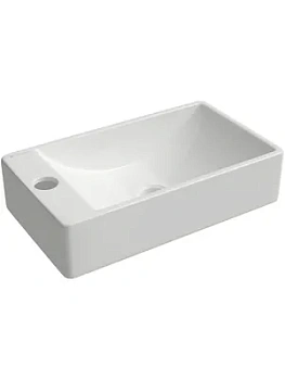 Раковина накладная Aqueduto 380х220х100, прямоугольная, мини левая, белая глянцевая PEQL021